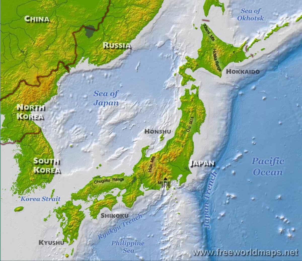 日本的山脉地图