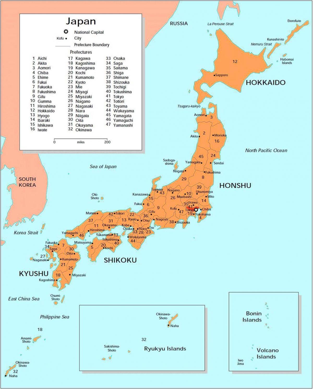 日本地图及主要城市